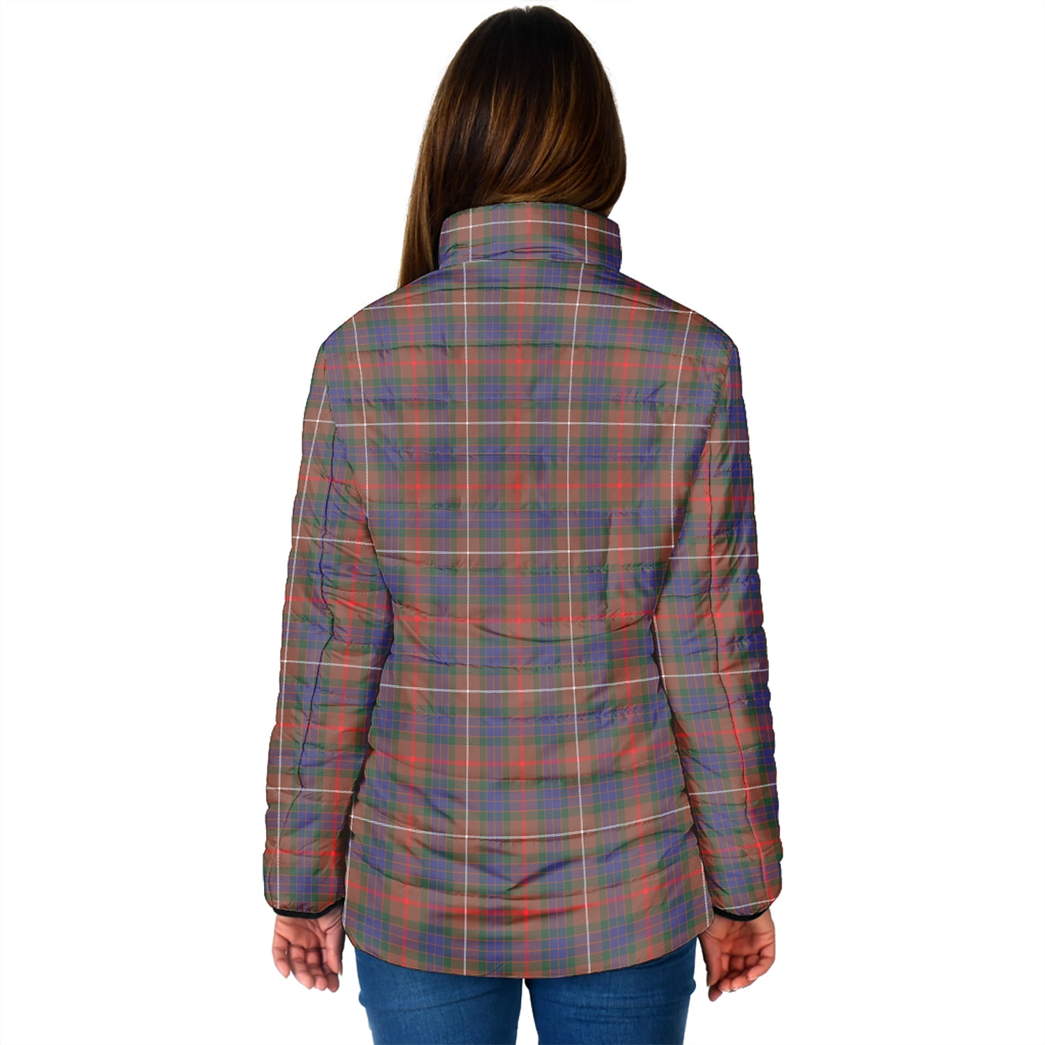 Fraser Hunting Modern Tartan Padded Jacket with Family Crest - Tartanvibesclothing