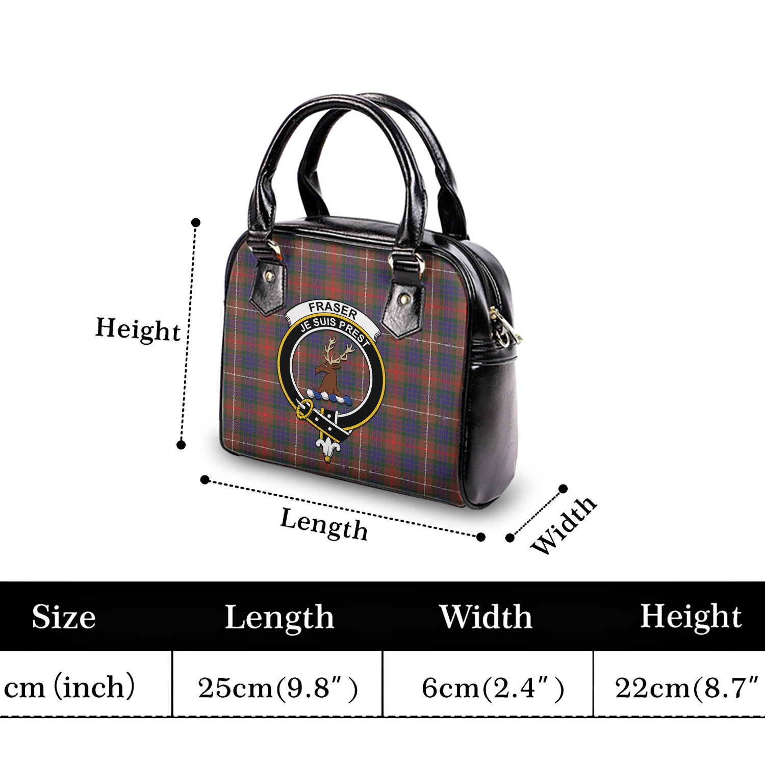 Fraser Hunting Modern Tartan Shoulder Handbags with Family Crest - Tartanvibesclothing