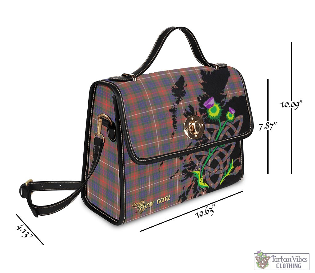 Tartan Vibes Clothing Fraser Hunting Modern Tartan Waterproof Canvas Bag with Scotland Map and Thistle Celtic Accents