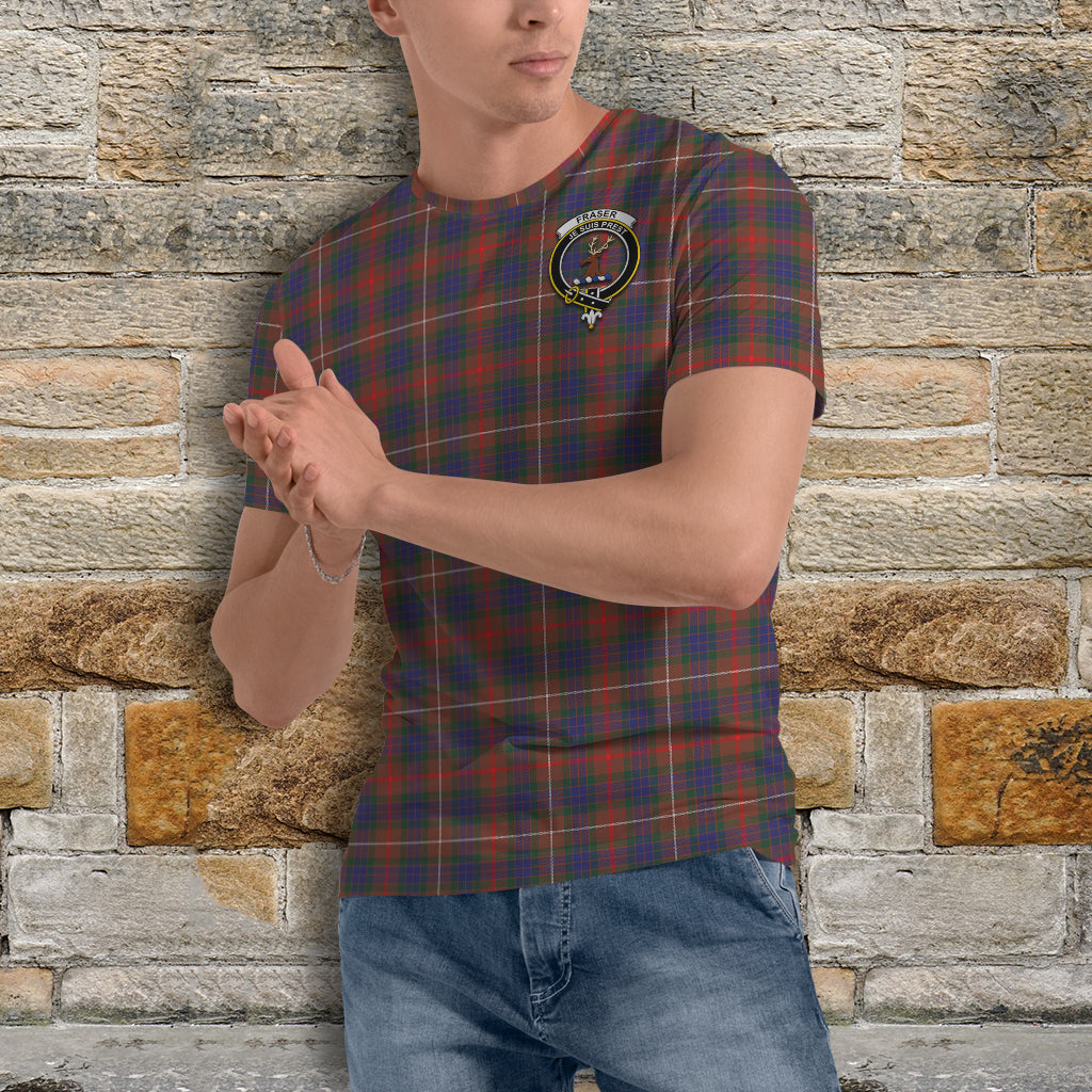 Fraser Hunting Modern Tartan T-Shirt with Family Crest - Tartan Vibes Clothing