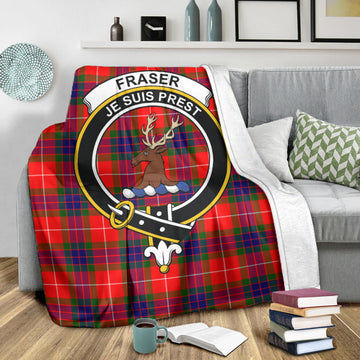 Fraser Modern Tartan Blanket with Family Crest