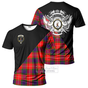 Fraser Modern Tartan T-Shirt with Family Crest and Military Logo Style