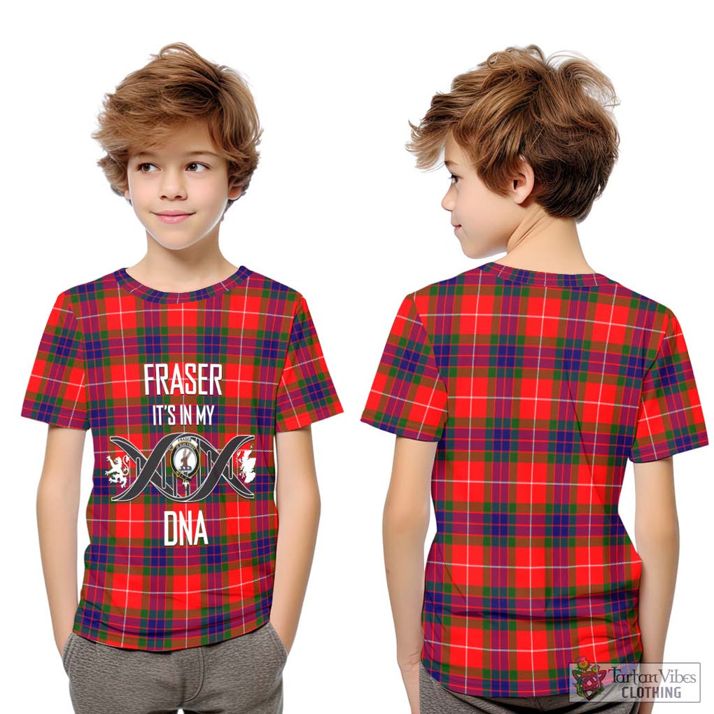 Fraser Modern Tartan Kid T-Shirt with Family Crest DNA In Me Style Youth XL Size14 - Tartanvibesclothing Shop