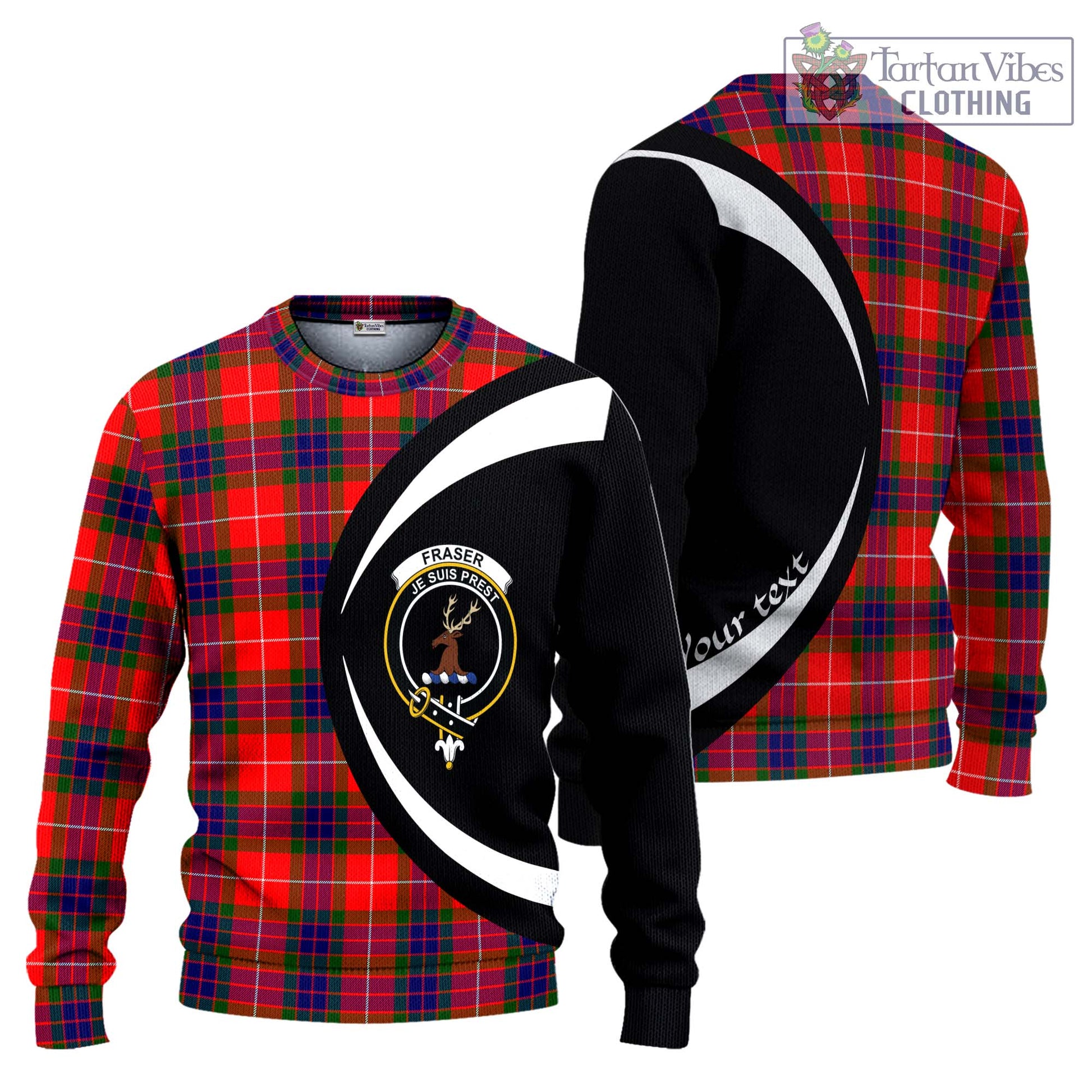 Fraser Modern Tartan Ugly Sweater with Family Crest Circle Style Unisex - Tartan Vibes Clothing