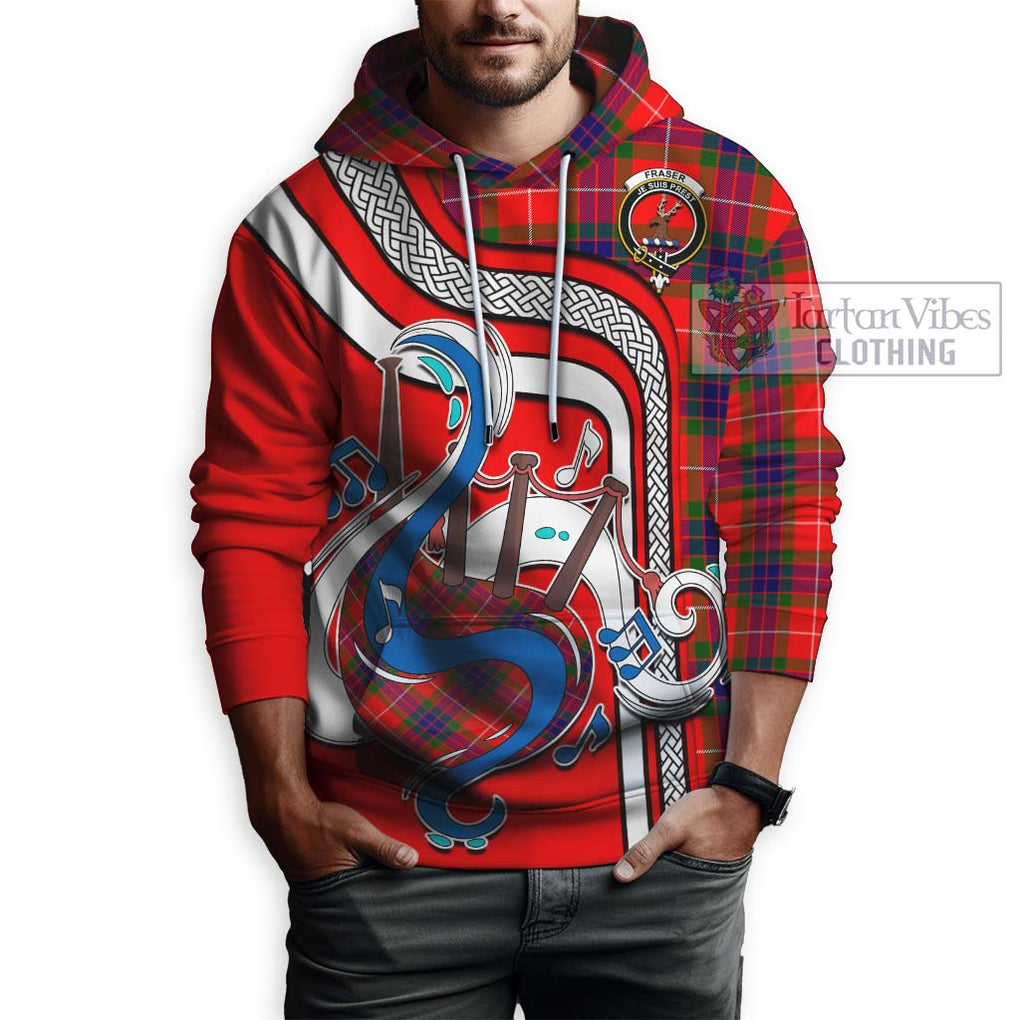 Fraser Modern Tartan Hoodie with Epic Bagpipe Style Zip Hoodie - Tartanvibesclothing Shop