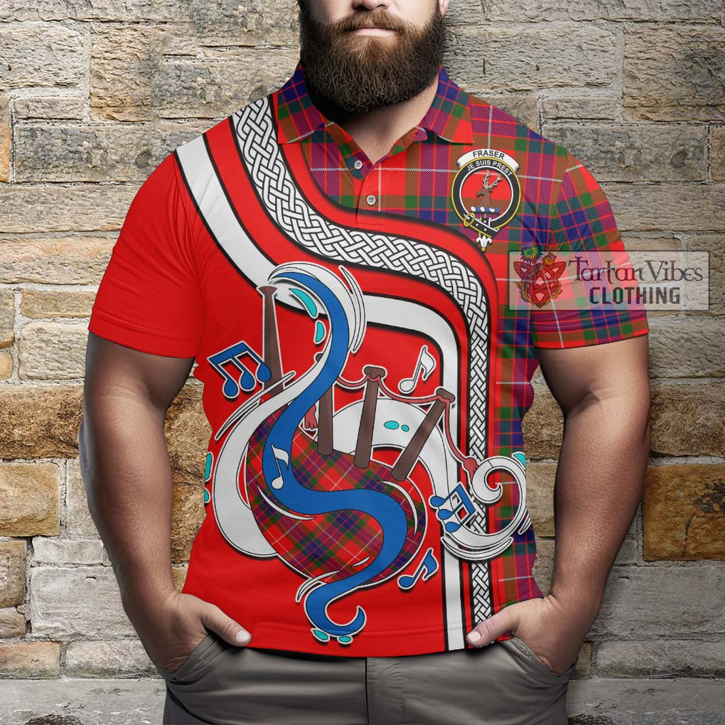 Tartan Vibes Clothing Fraser Modern Tartan Polo Shirt with Epic Bagpipe Style