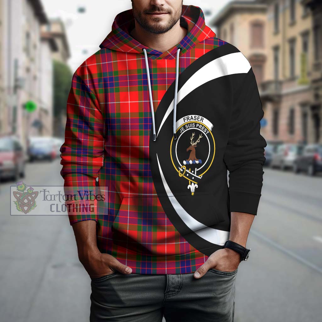 Tartan Vibes Clothing Fraser Modern Tartan Hoodie with Family Crest Circle Style