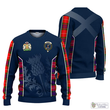 Fraser Modern Tartan Knitted Sweatshirt with Family Crest and Scottish Thistle Vibes Sport Style