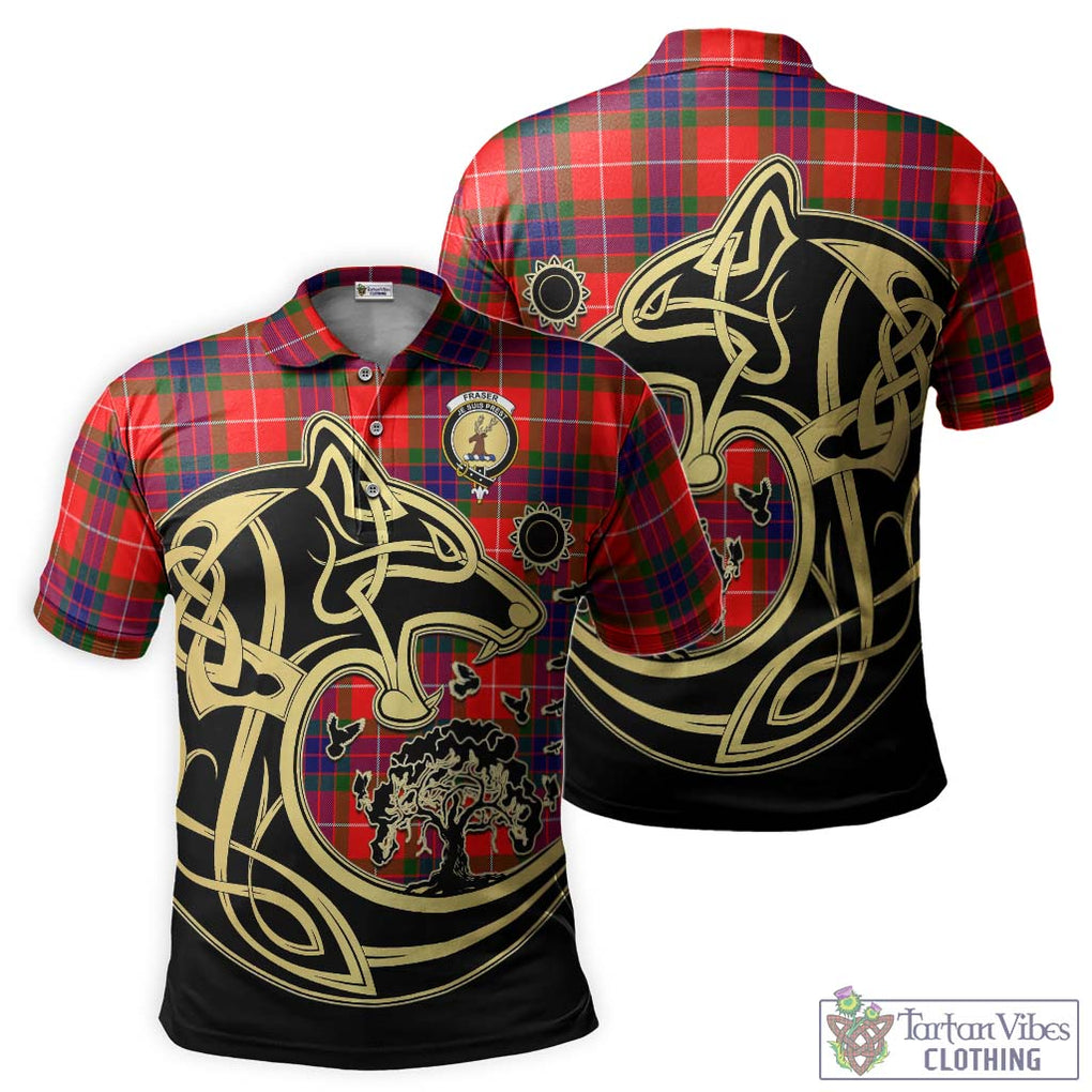 Fraser Modern Tartan Polo Shirt with Family Crest Celtic Wolf Style Kid - Tartanvibesclothing Shop