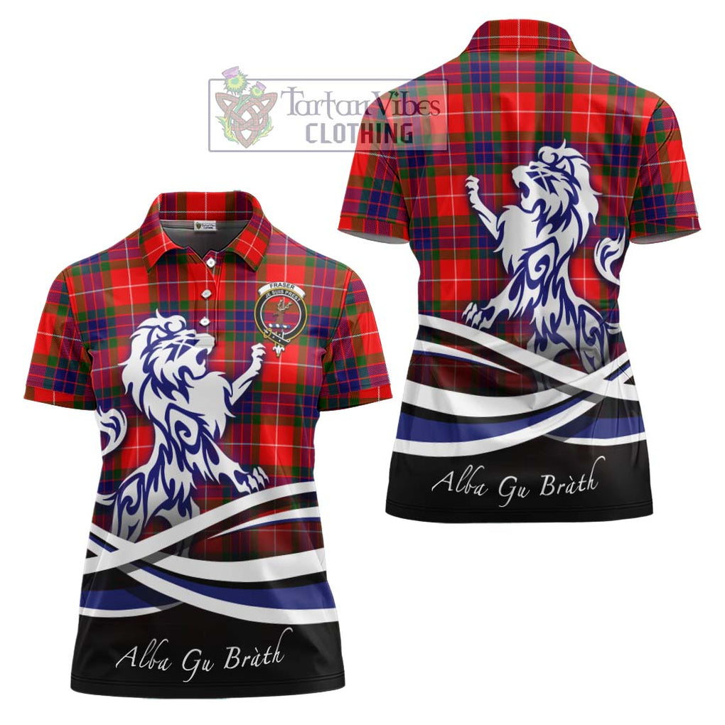 Fraser Modern Tartan Women's Polo Shirt with Alba Gu Brath Regal Lion Emblem Women - Tartanvibesclothing Shop