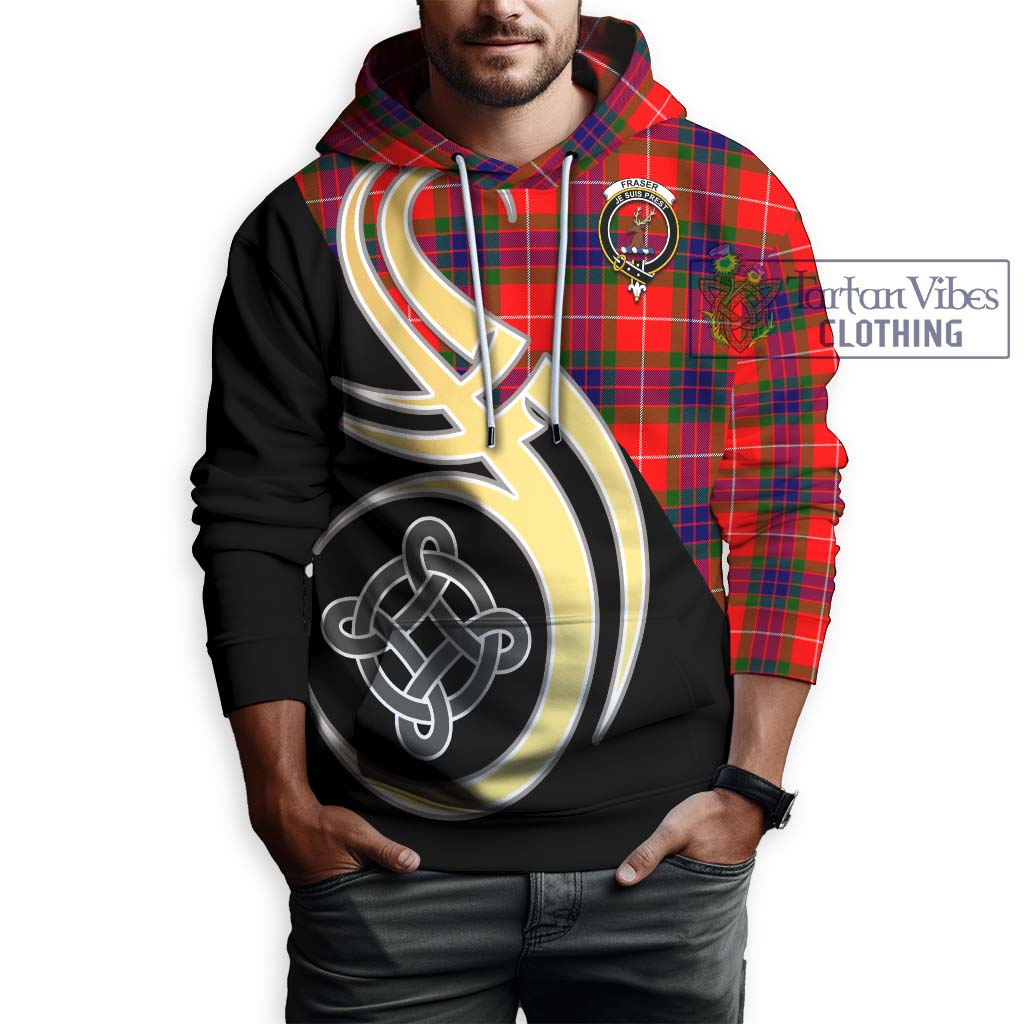 Fraser Modern Tartan Hoodie with Family Crest and Celtic Symbol Style Zip Hoodie - Tartan Vibes Clothing