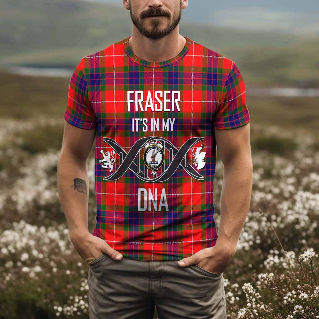 Fraser Modern Tartan T-Shirt with Family Crest DNA In Me Style Kid's Shirt - Tartan Vibes Clothing