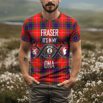 Fraser Modern Tartan T-Shirt with Family Crest DNA In Me Style