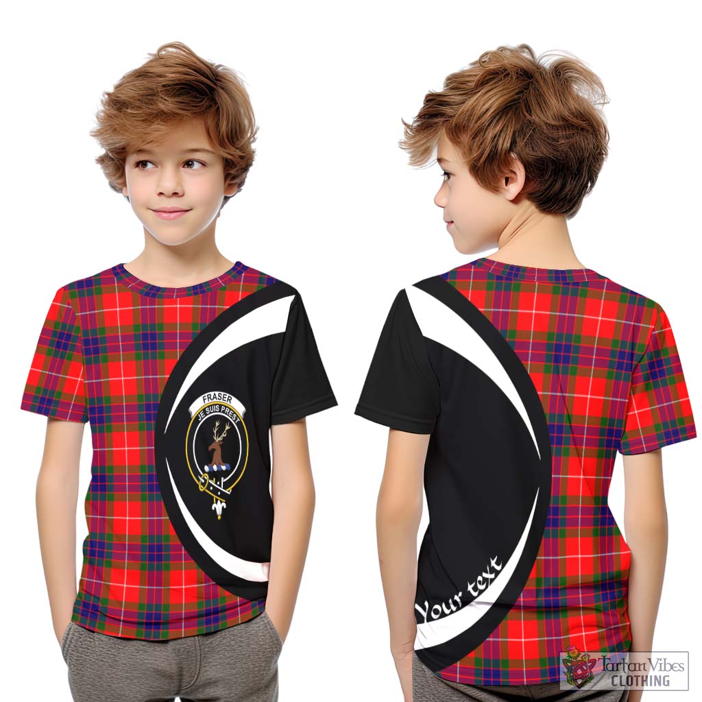 Fraser Modern Tartan Kid T-Shirt with Family Crest Circle Style Youth XL Size14 - Tartan Vibes Clothing