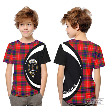 Fraser Modern Tartan Kid T-Shirt with Family Crest Circle Style