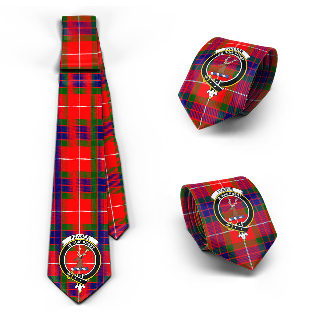 Fraser Modern Tartan Classic Necktie with Family Crest Necktie One Size - Tartan Vibes Clothing