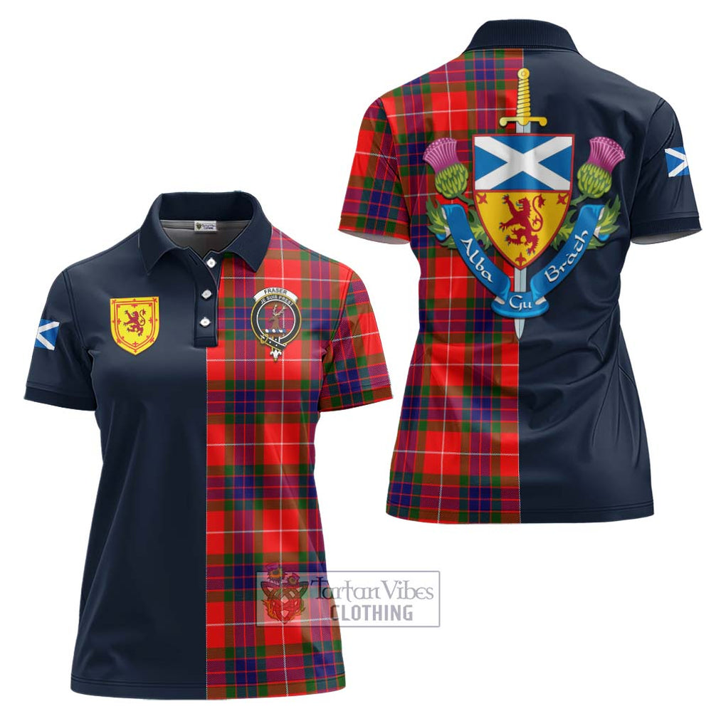 Tartan Vibes Clothing Fraser Modern Tartan Women's Polo Shirt with Scottish Lion Royal Arm Half Style