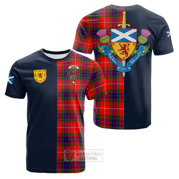 Fraser Modern Tartan Cotton T-shirt Alba with Scottish Lion Royal Arm Half Style