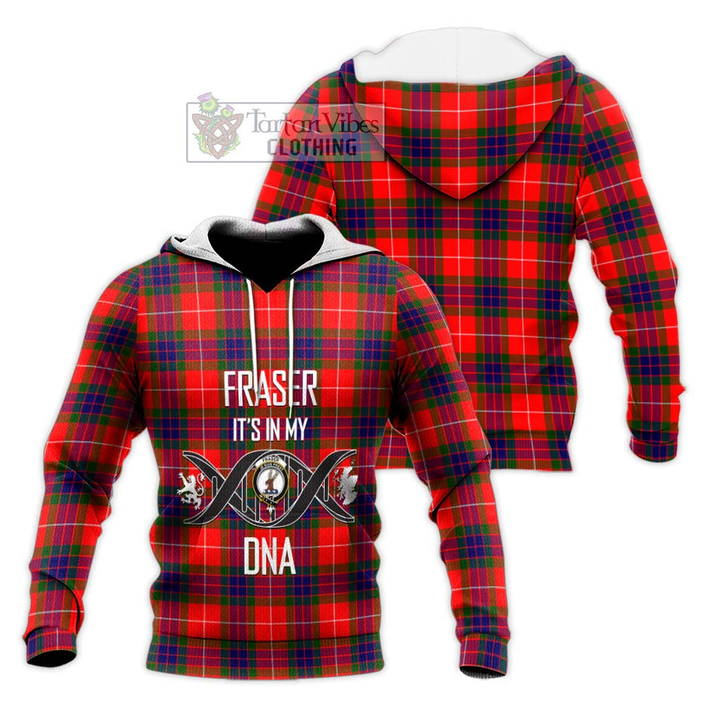 Fraser Modern Tartan Knitted Hoodie with Family Crest DNA In Me Style Unisex Knitted Pullover Hoodie - Tartanvibesclothing Shop