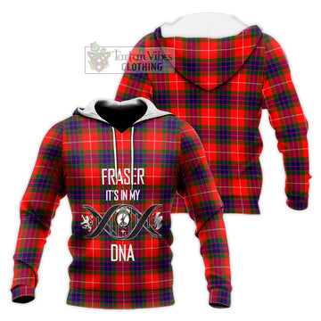 Fraser Modern Tartan Knitted Hoodie with Family Crest DNA In Me Style