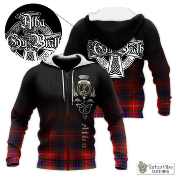 Fraser Modern Tartan Knitted Hoodie Featuring Alba Gu Brath Family Crest Celtic Inspired