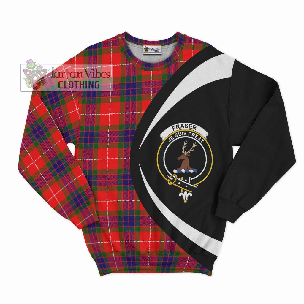 Fraser Modern Tartan Sweatshirt with Family Crest Circle Style Unisex - Tartan Vibes Clothing