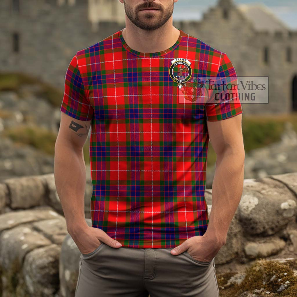 Fraser Modern Tartan Cotton T-Shirt with Family Crest Men's Shirt - Tartanvibesclothing Shop