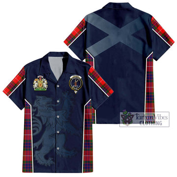 Fraser Modern Tartan Short Sleeve Button Shirt with Family Crest and Lion Rampant Vibes Sport Style