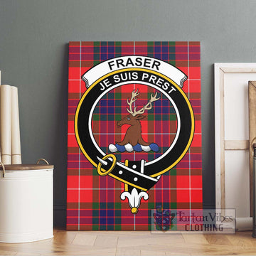 Fraser Modern Tartan Canvas Print Wall Art with Family Crest