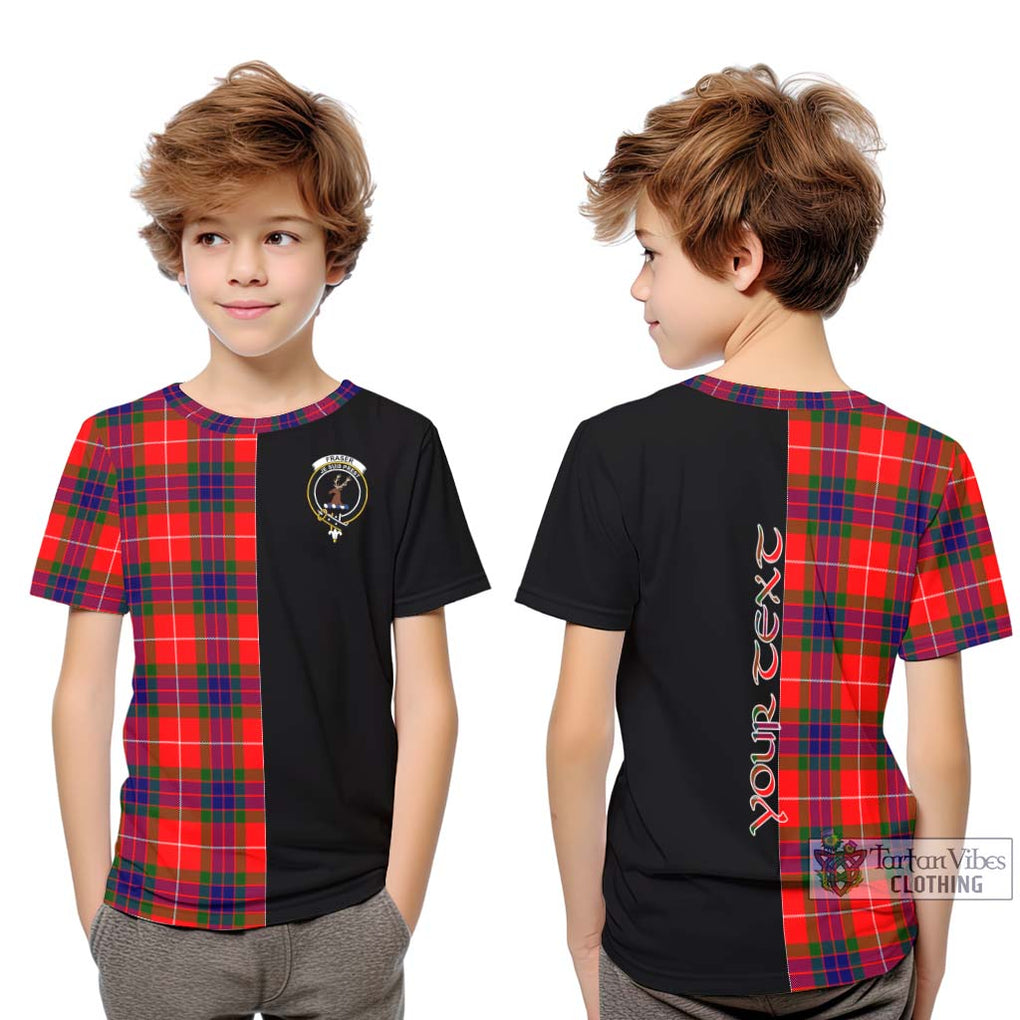 Fraser Modern Tartan Kid T-Shirt with Family Crest and Half Of Me Style Youth XL Size14 - Tartanvibesclothing Shop