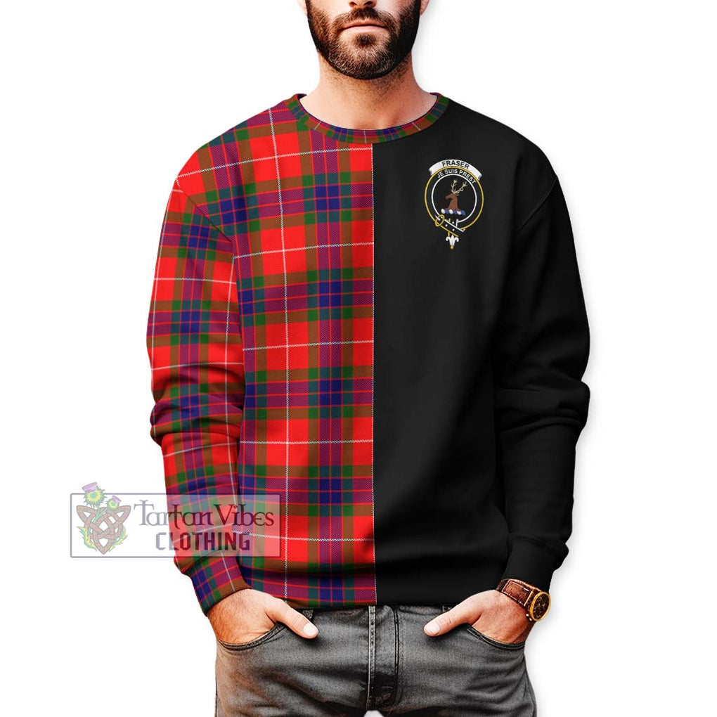 Fraser Modern Tartan Sweatshirt with Family Crest and Half Of Me Style Unisex - Tartanvibesclothing Shop