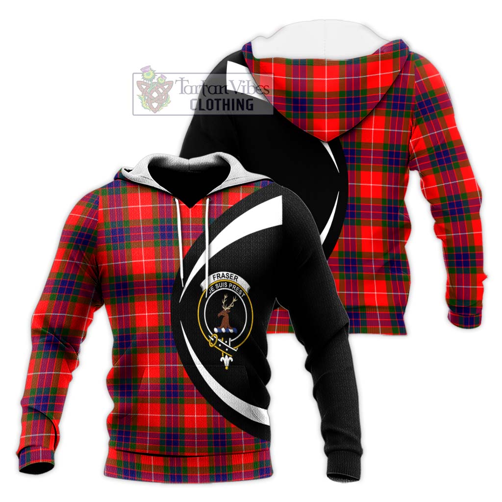 Tartan Vibes Clothing Fraser Modern Tartan Knitted Hoodie with Family Crest Circle Style