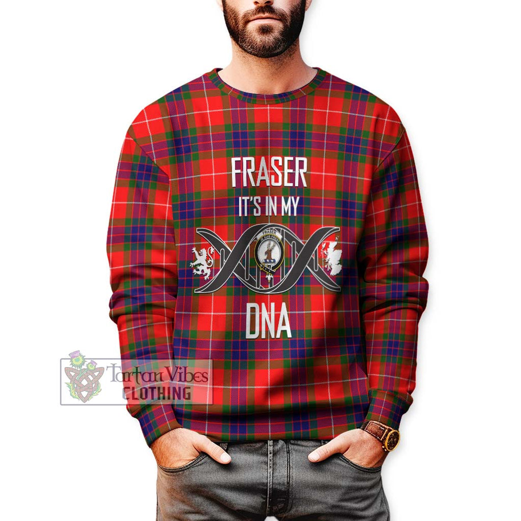 Fraser Modern Tartan Sweatshirt with Family Crest DNA In Me Style Unisex - Tartanvibesclothing Shop