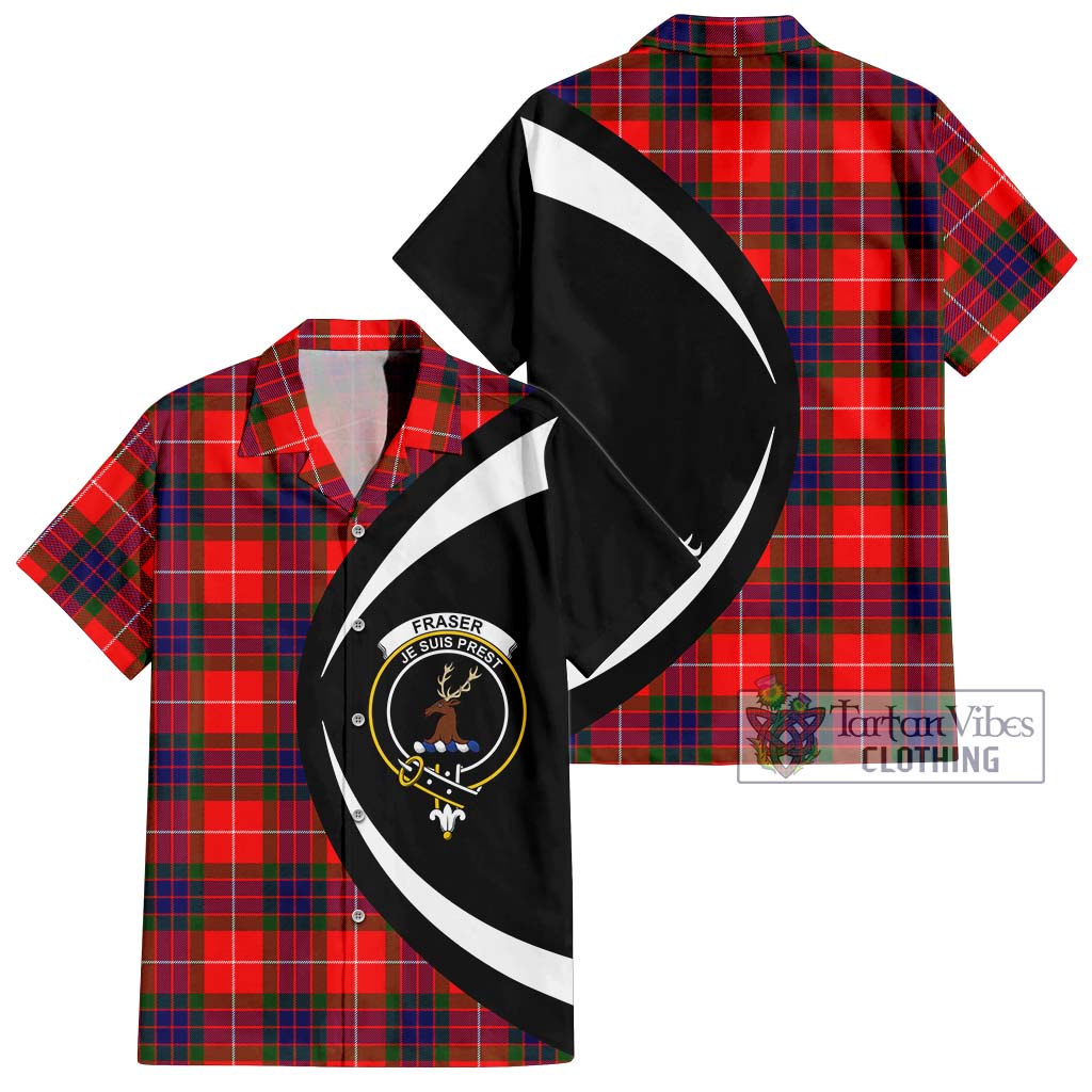 Fraser Modern Tartan Short Sleeve Button Up with Family Crest Circle Style Kid - Tartan Vibes Clothing