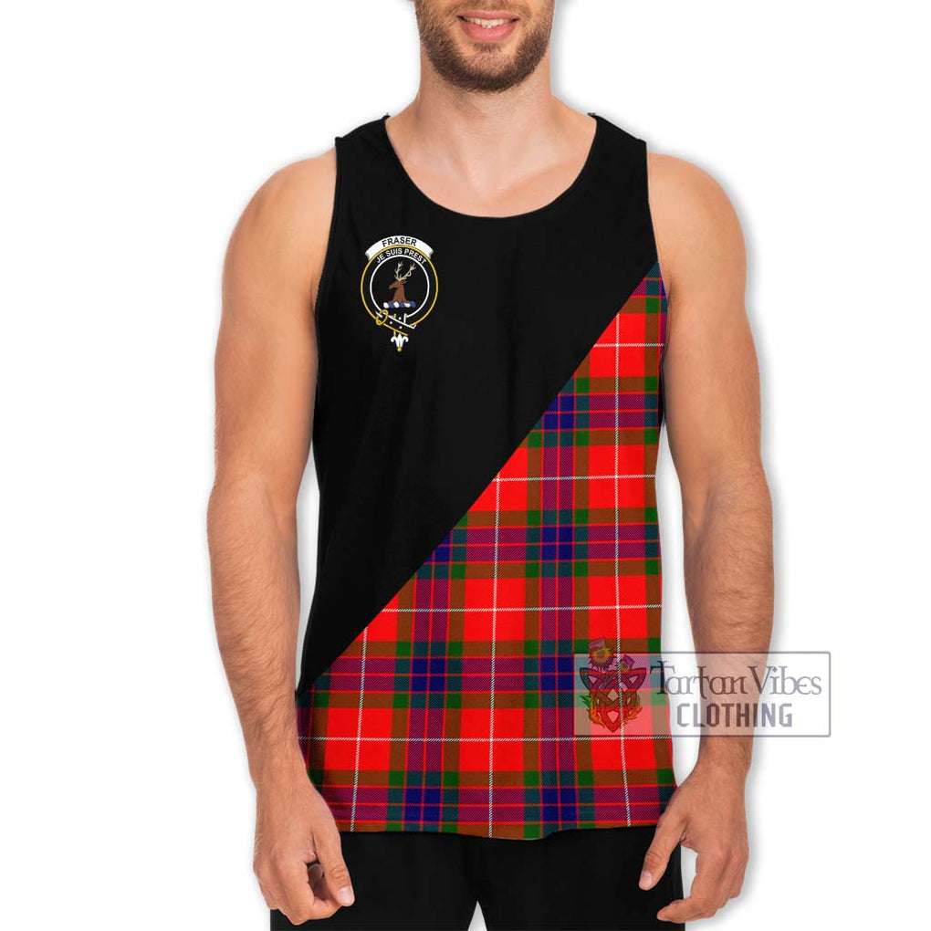 Fraser Modern Tartan Men's Tank Top with Family Crest and Military Logo Style Men - Tartanvibesclothing Shop