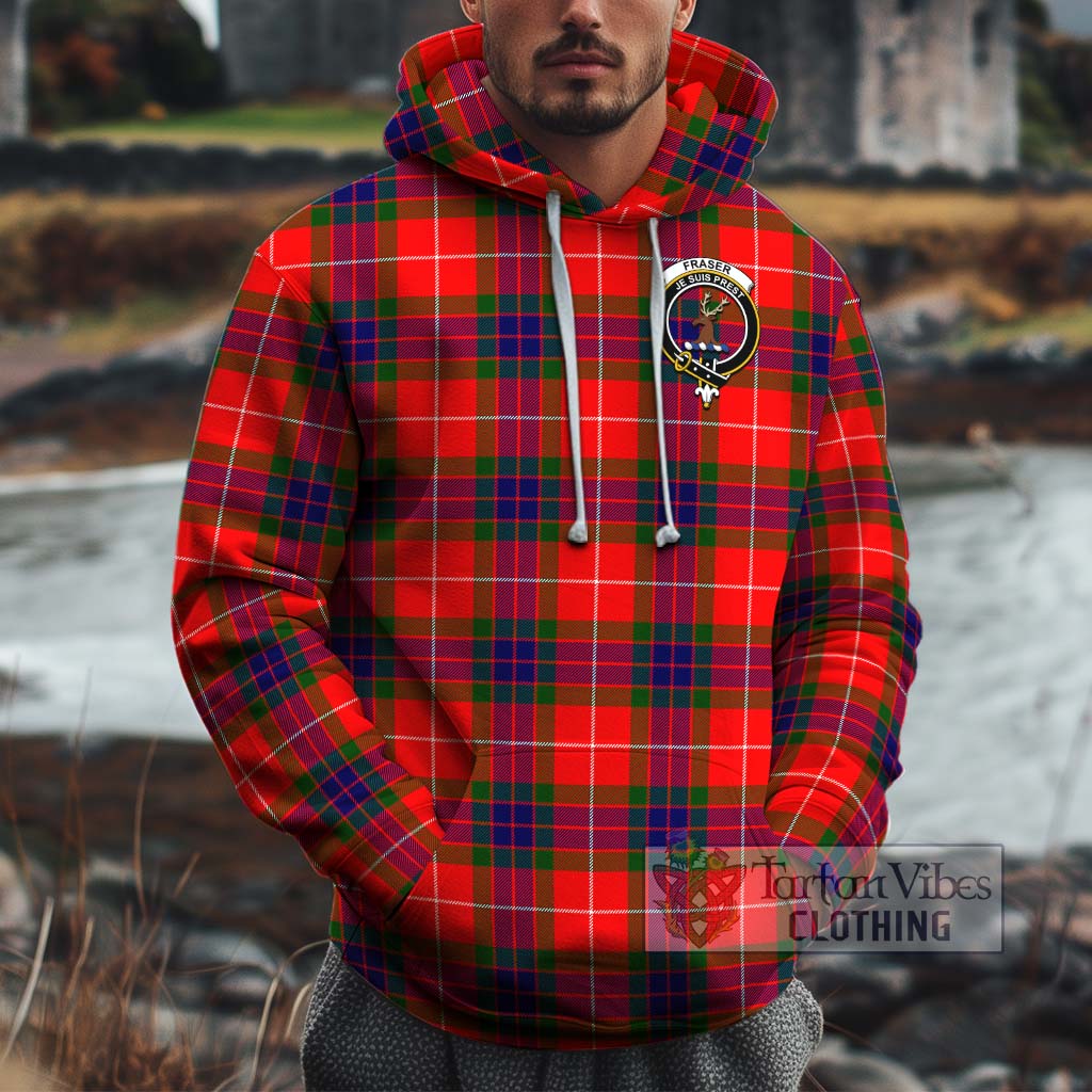 Tartan Vibes Clothing Fraser Modern Tartan Cotton Hoodie with Family Crest