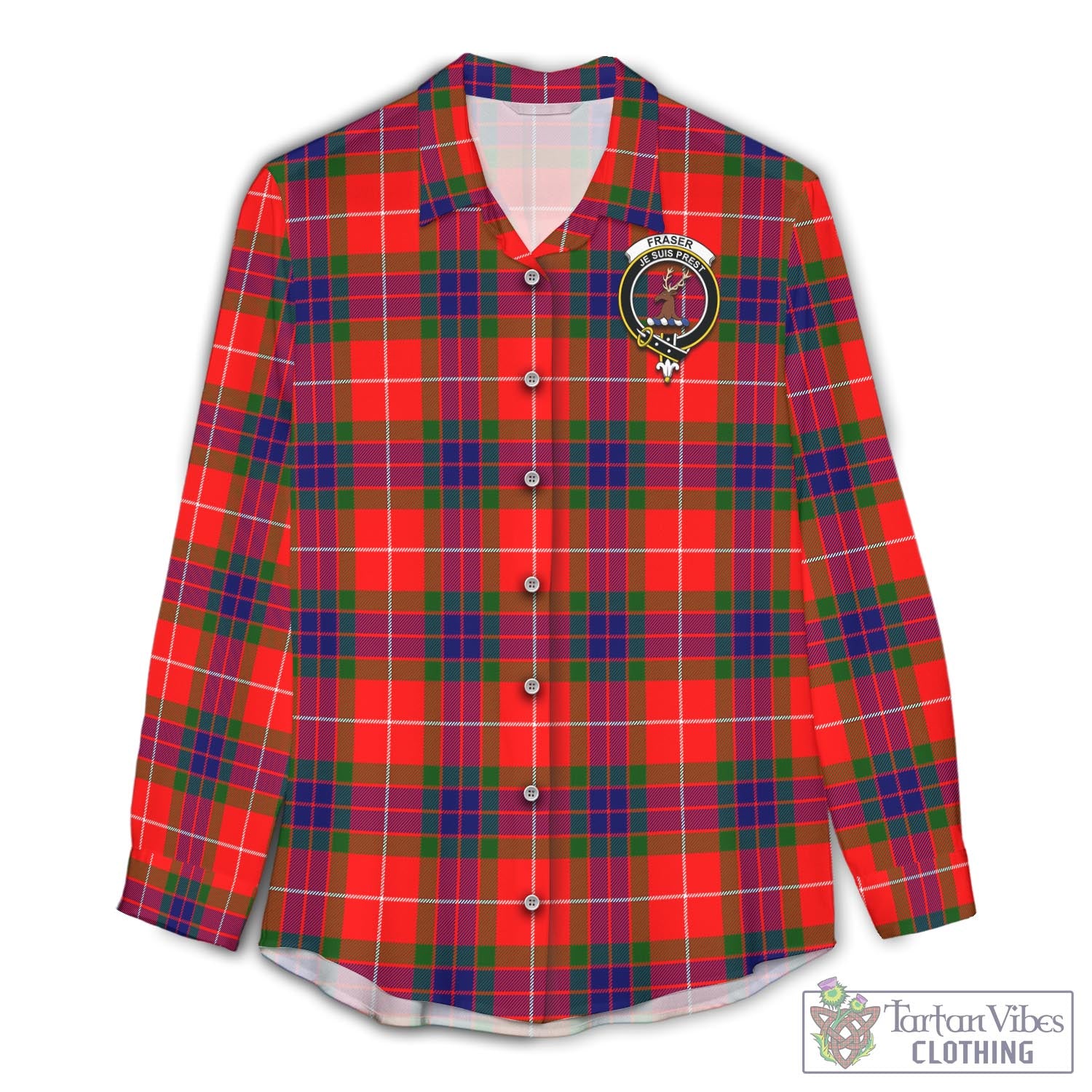 Tartan Vibes Clothing Fraser Modern Tartan Womens Casual Shirt with Family Crest