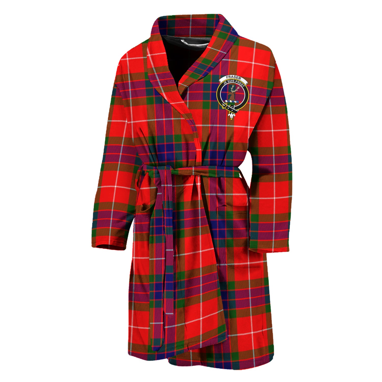 Fraser Modern Tartan Bathrobe with Family Crest Unisex M - Tartan Vibes Clothing