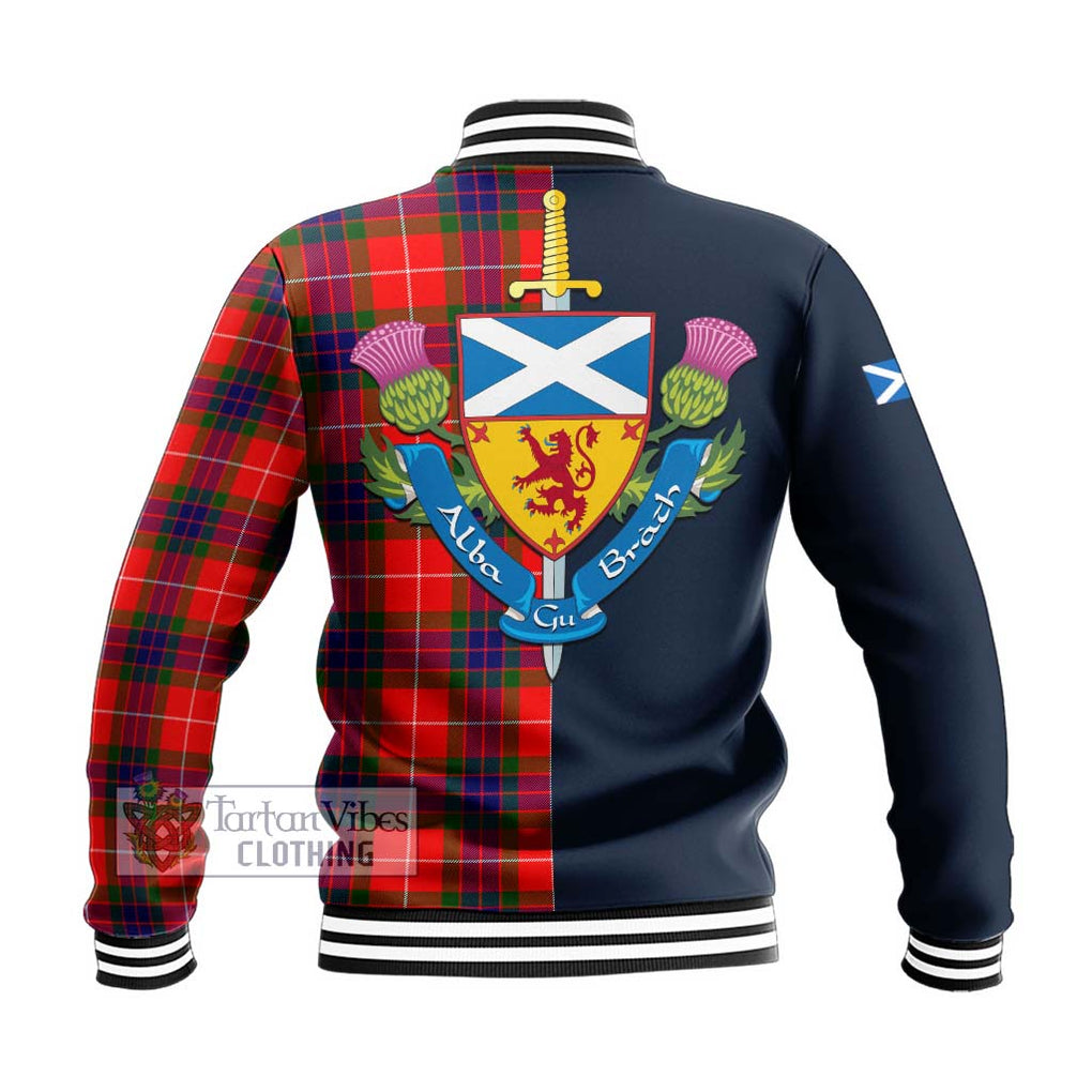 Tartan Vibes Clothing Fraser Modern Tartan Baseball Jacket with Scottish Lion Royal Arm Half Style