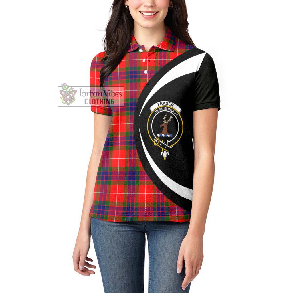 Fraser Modern Tartan Women's Polo Shirt with Family Crest Circle Style - Tartan Vibes Clothing