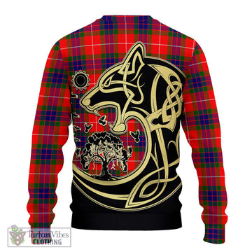 Fraser Modern Tartan Ugly Sweater with Family Crest Celtic Wolf Style