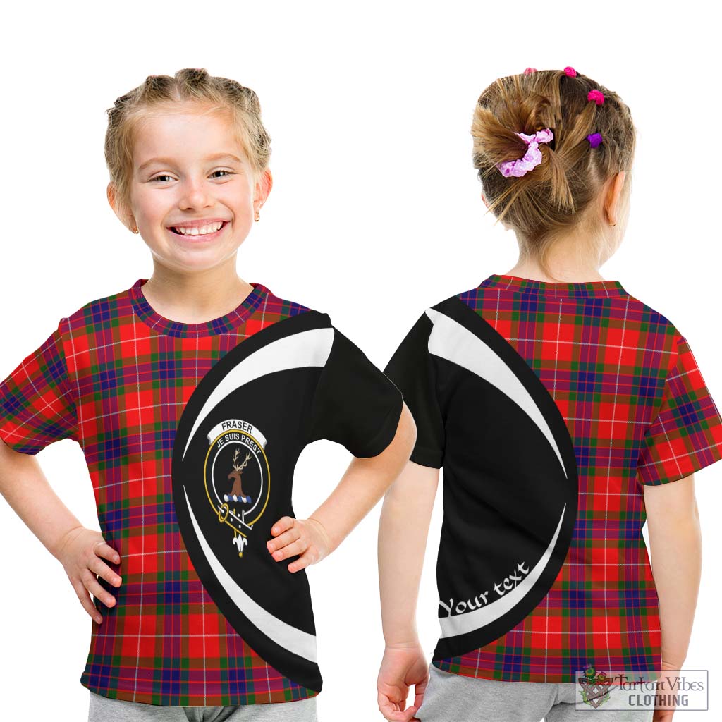 Fraser Modern Tartan Kid T-Shirt with Family Crest Circle Style - Tartan Vibes Clothing