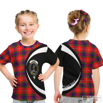 Fraser Modern Tartan Kid T-Shirt with Family Crest Circle Style