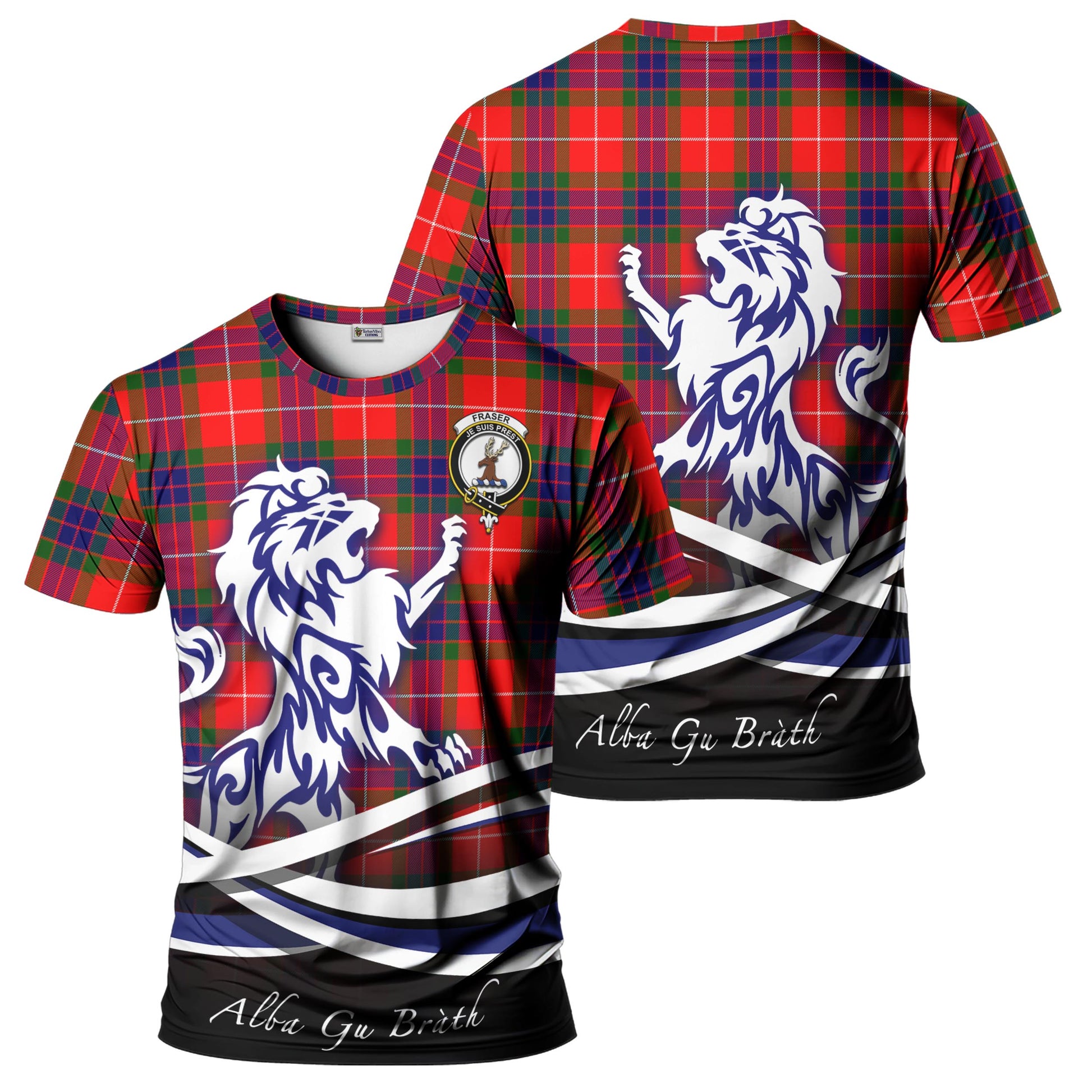 fraser-modern-tartan-t-shirt-with-alba-gu-brath-regal-lion-emblem