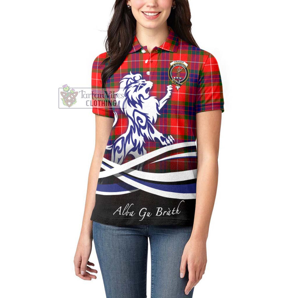 Fraser Modern Tartan Women's Polo Shirt with Alba Gu Brath Regal Lion Emblem - Tartanvibesclothing Shop