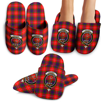 Fraser Modern Tartan Home Slippers with Family Crest