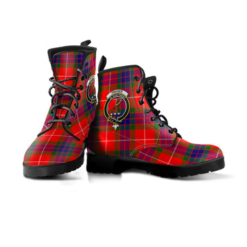 Fraser Modern Tartan Leather Boots with Family Crest