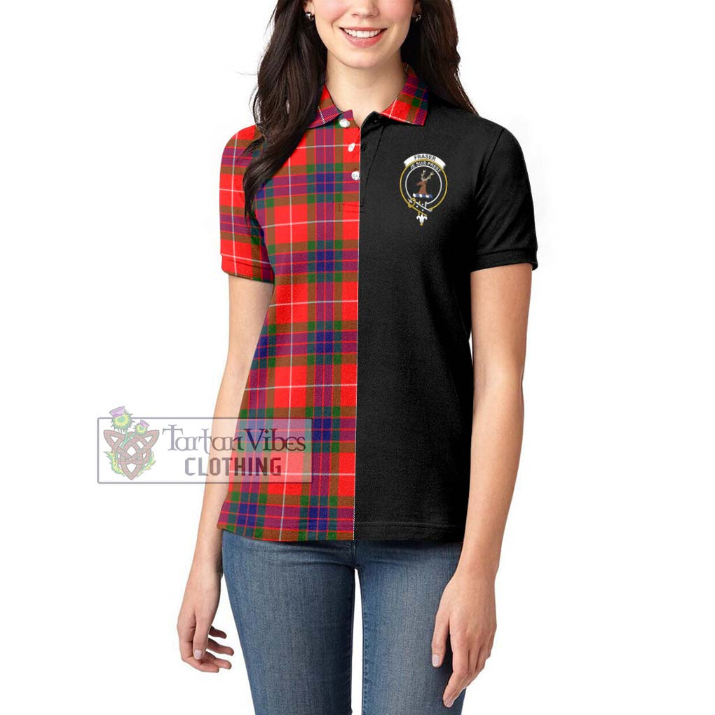 Fraser Modern Tartan Women's Polo Shirt with Family Crest and Half Of Me Style - Tartanvibesclothing Shop