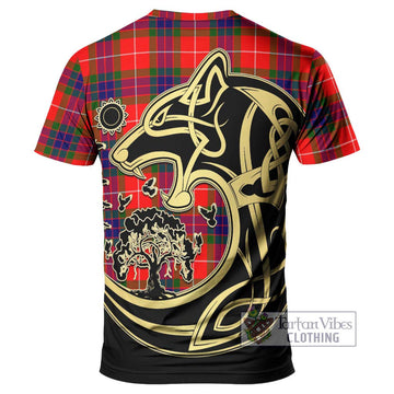 Fraser Modern Tartan T-Shirt with Family Crest Celtic Wolf Style