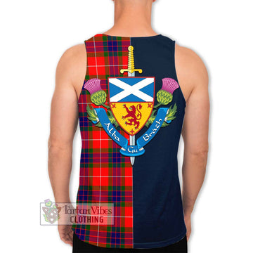 Fraser Modern Tartan Men's Tank Top Alba with Scottish Lion Royal Arm Half Style